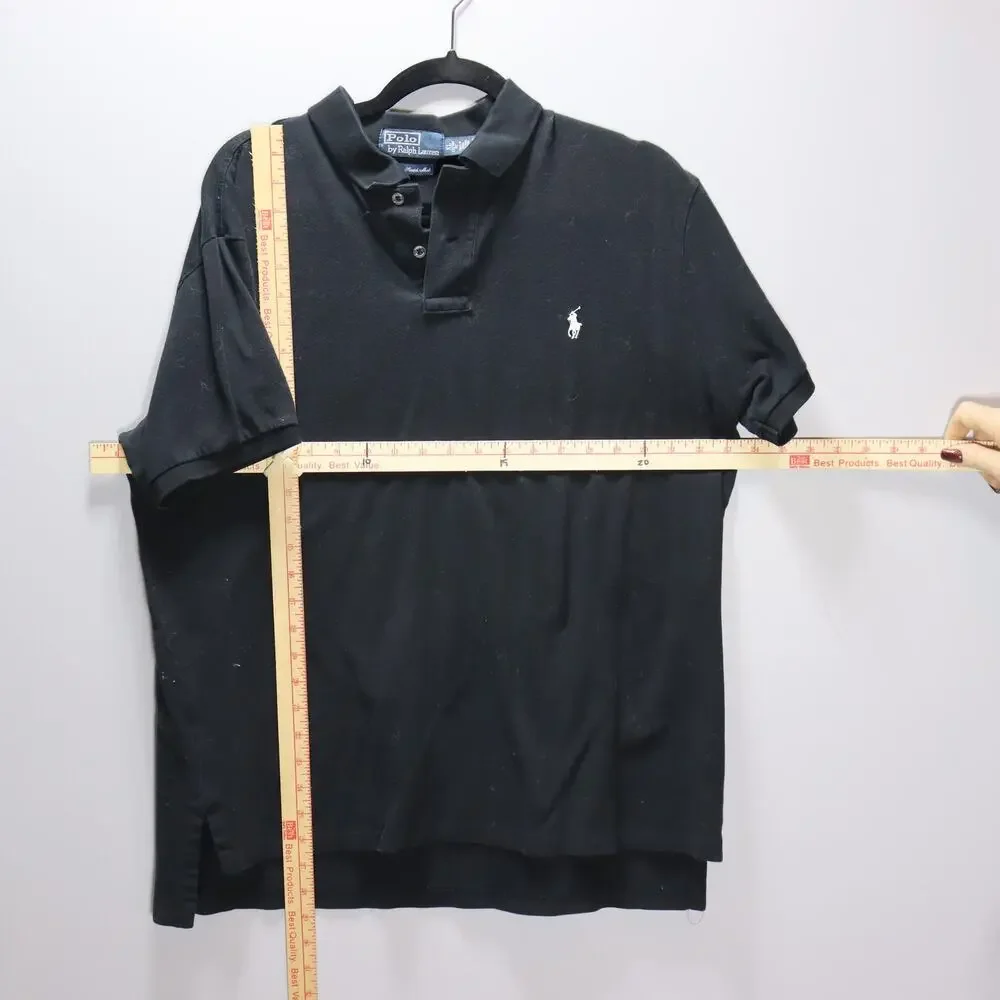 Polo Ralph Lauren Black Polo Shirt XL Classic‎ Preppy Minimalist